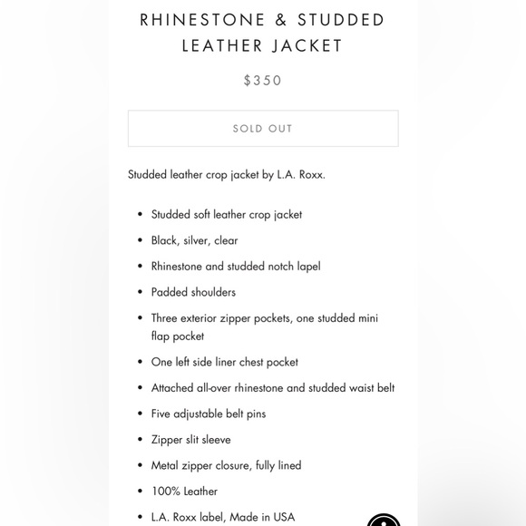 Vintage LA Roxx handcrafted studdedLeather jacket L - Picture 9 of 12